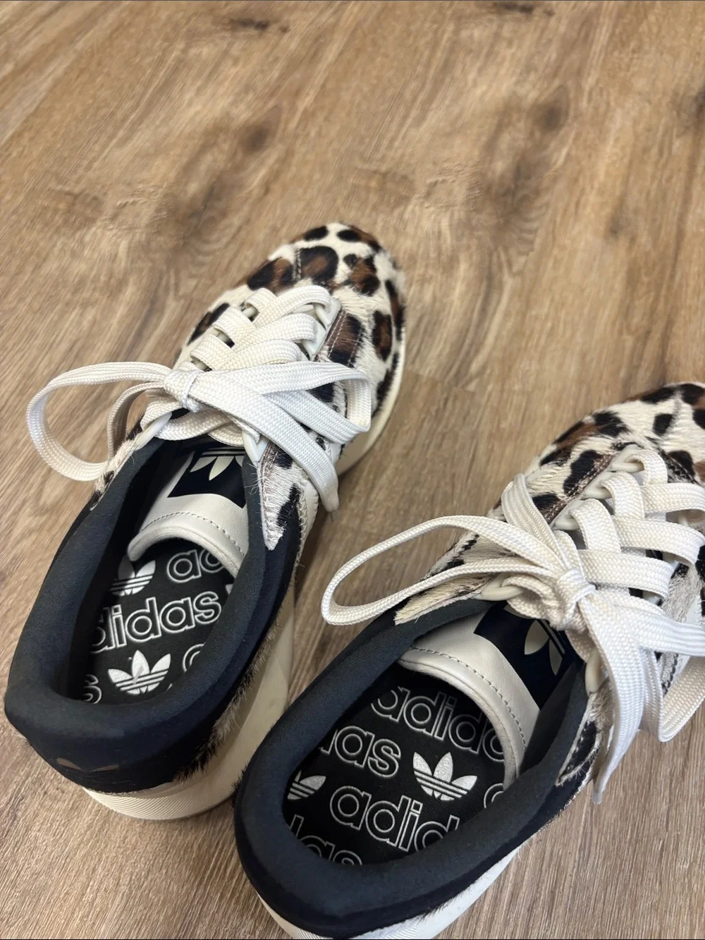 adidas Leopard Print Sneakers in Black, Brown & Cream